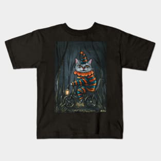 Spooky Clown in the Forest Kids T-Shirt